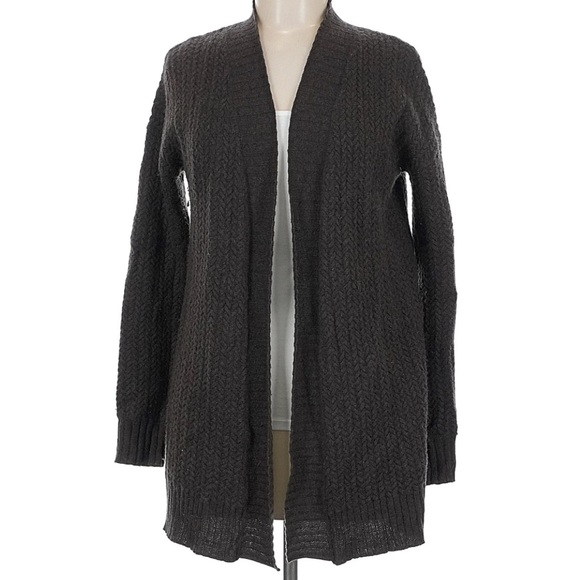 CashmereCashmere Cable Knit Cashmere Lightweight Chocolate Brown Open Cardigan M - Picture 1 of 6